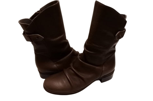 【…AShiOtO A91430 チョコレート】ミドル丈サイドジップ本革ブーツ